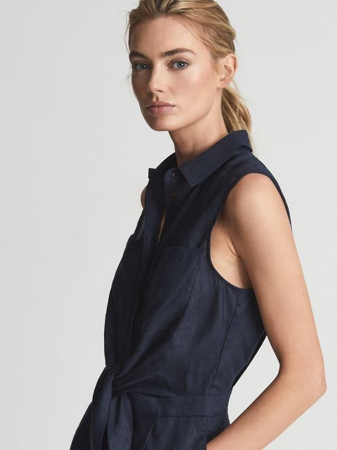 Ema Sleeveless Linen Playsuit