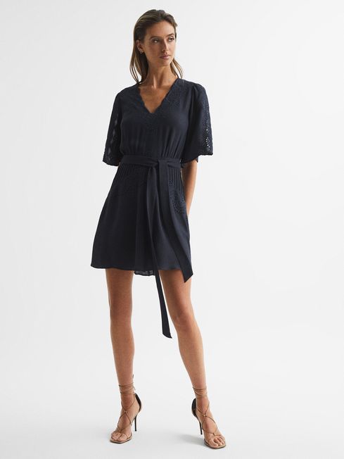 Rhea Broderie Sleeve Floppy Mini Dress