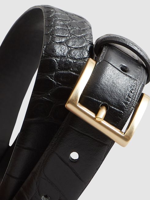 Molly Leather Croc Embossed Belt