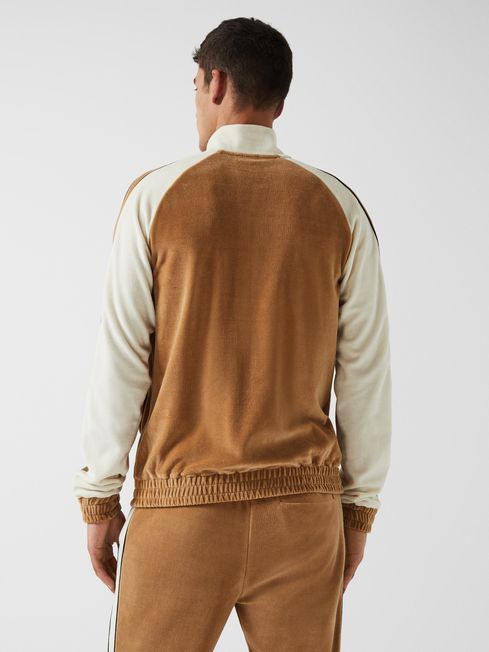 Lawrence - Che Velour Contrast Panel Zip Through Jacket