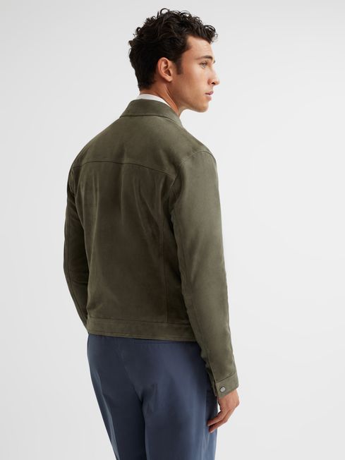 Pike Suede Zip Through Trucker Jacket