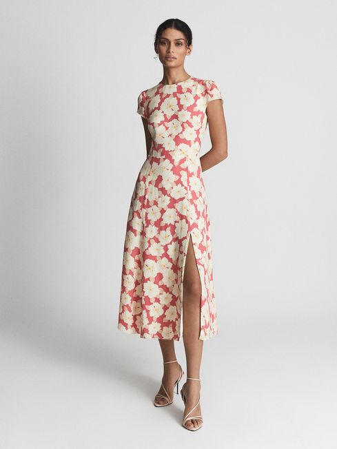 Livia Printed Cut Out Back Midi Dress