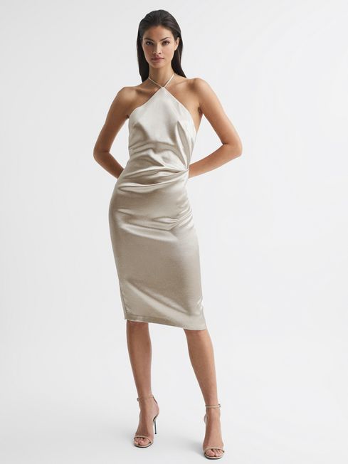 Farah Metallic Halterneck Occasion Dress