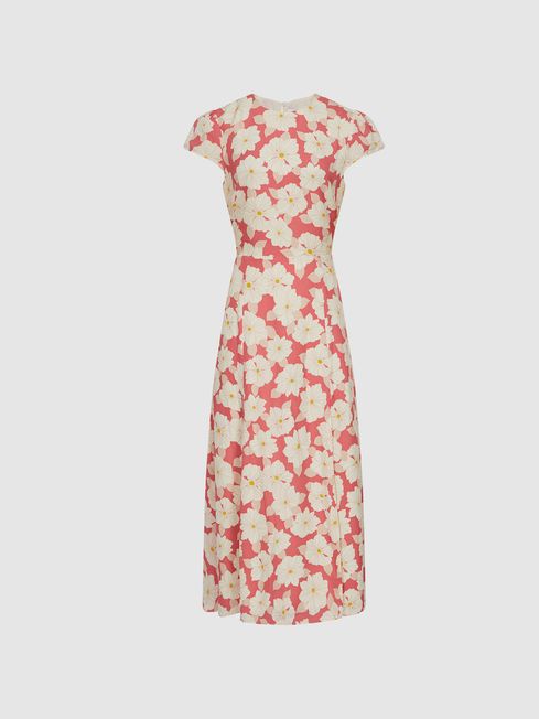 Livia Printed Cut Out Back Midi Dress