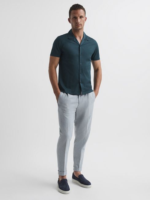 Caspa Mercerised Jersey Cuban Collar Shirt