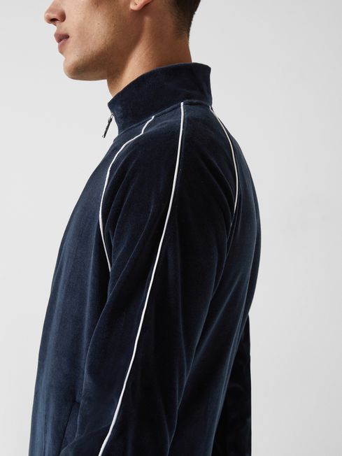 William - Che Velour Zip Through Jacket With Piping