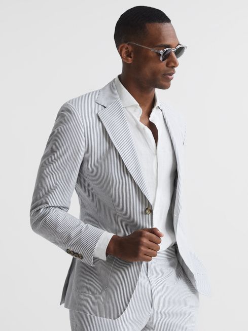 Barr Single Breasted Seersucker Blazer