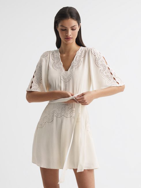 Rhea Broderie Sleeve Floppy Mini Dress