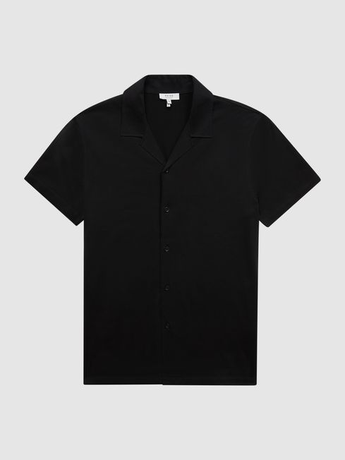 Caspa Mercerised Jersey Cuban Collar Shirt