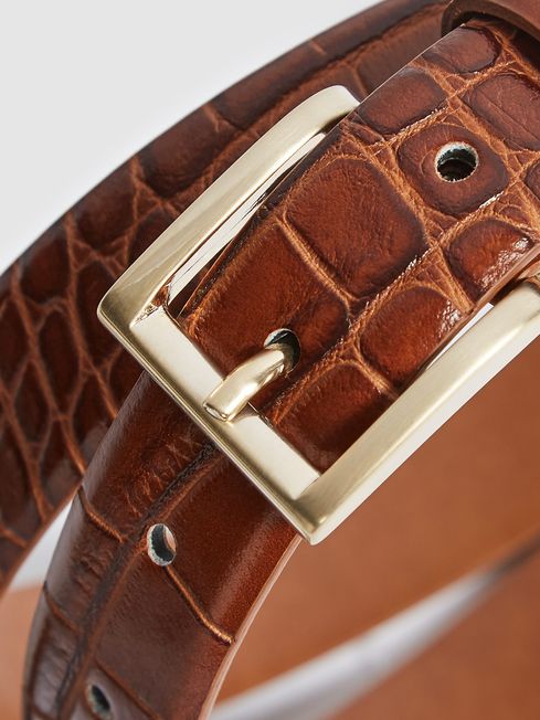 Molly Leather Croc Embossed Belt