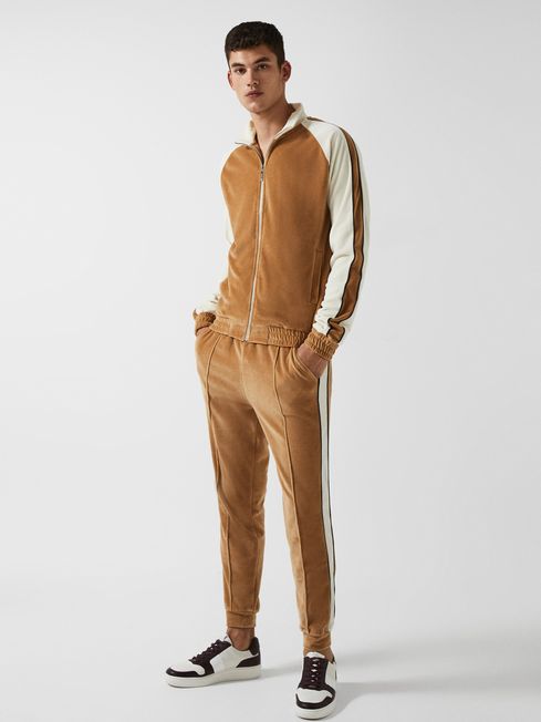 Lawrence - Che Velour Contrast Panel Zip Through Jacket