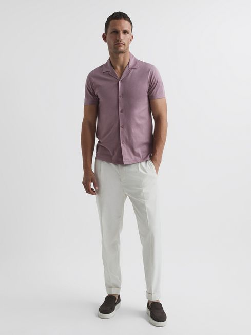 Caspa Mercerised Jersey Cuban Collar Shirt