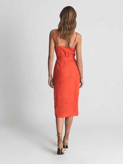 Kay Tie Detail Linen Midi Dress