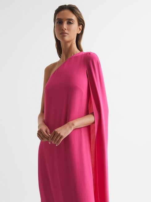 Nina Cape One Shoulder Maxi Dress