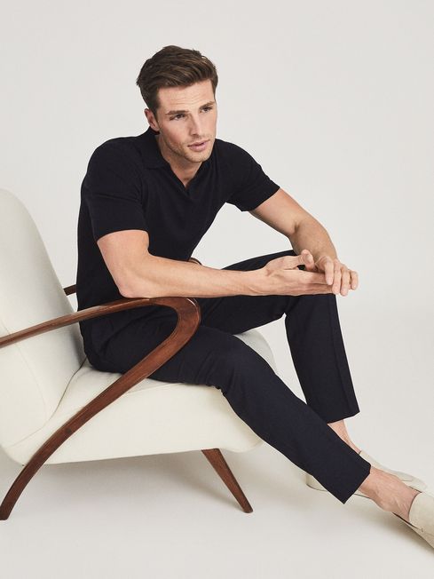Duchie Merino Wool Open Collar Polo Shirt