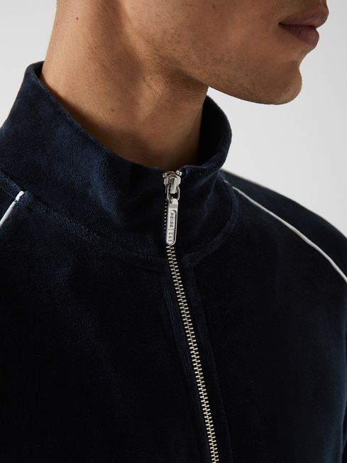 William - Che Velour Zip Through Jacket With Piping
