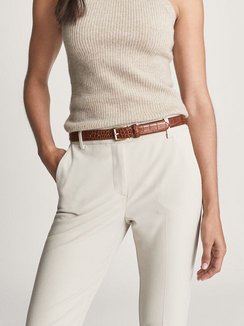 Molly Leather Croc Embossed Belt