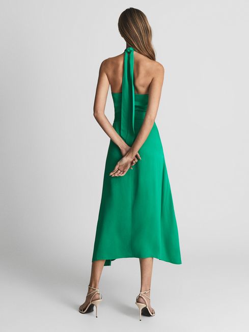 Evvie Tie Waist Halterneck Midi Dress