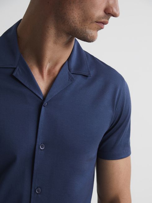 Caspa Mercerised Jersey Cuban Collar Shirt