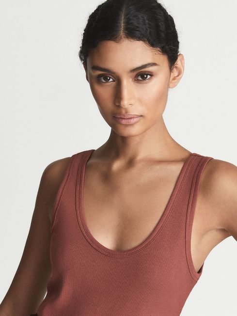 Violet Scoop Neck Jersey Vest Top