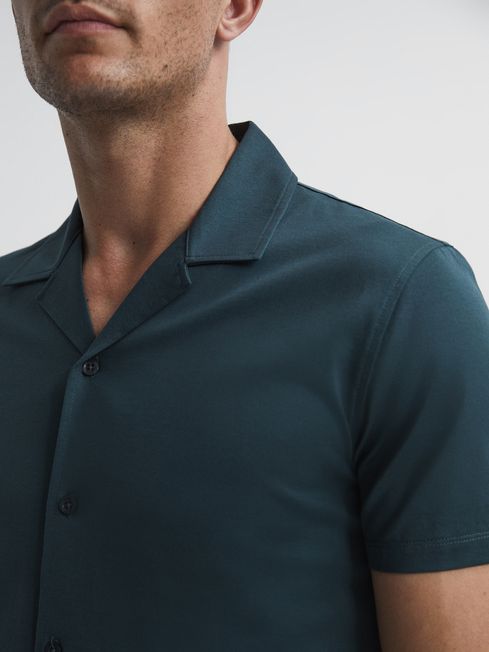 Caspa Mercerised Jersey Cuban Collar Shirt