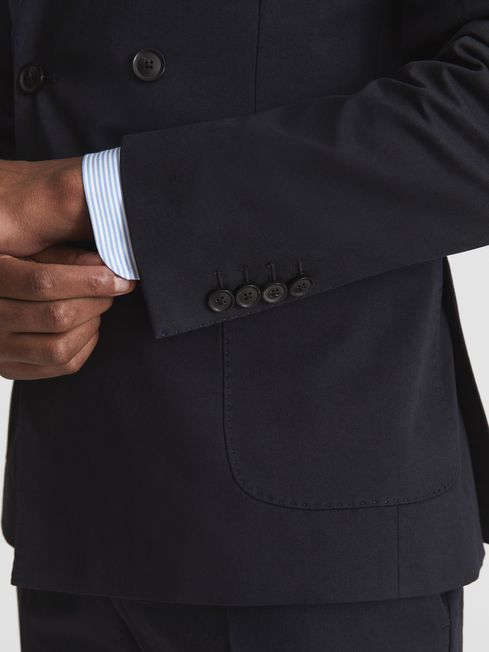 Class Double Breasted Cotton-Linen Blazer