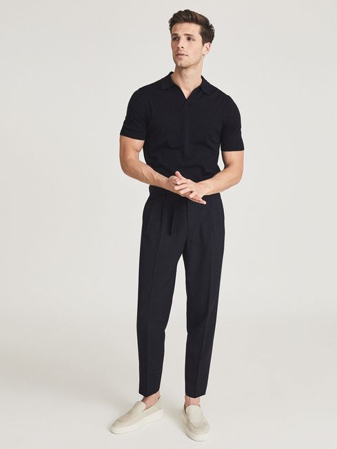Duchie Merino Wool Open Collar Polo Shirt