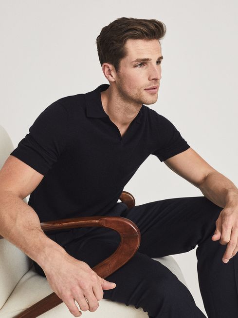 Duchie Merino Wool Open Collar Polo Shirt