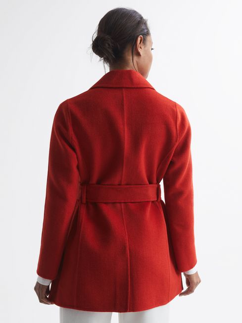 Amalia Belted Blindseam Short Wool Coat