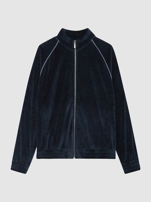 William - Che Velour Zip Through Jacket With Piping