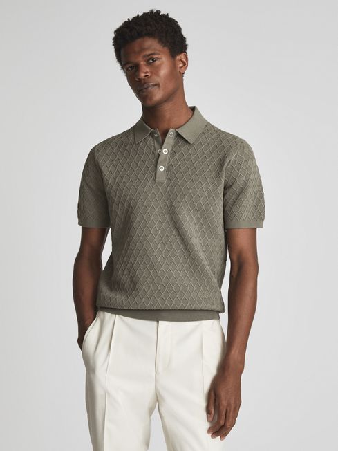 Dollar Textured Diamond Stitch Polo T-Shirt