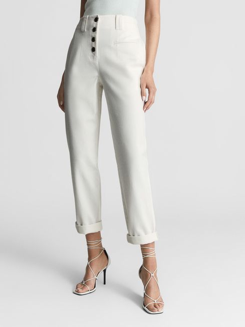 Ava Button Fly Cotton Trousers