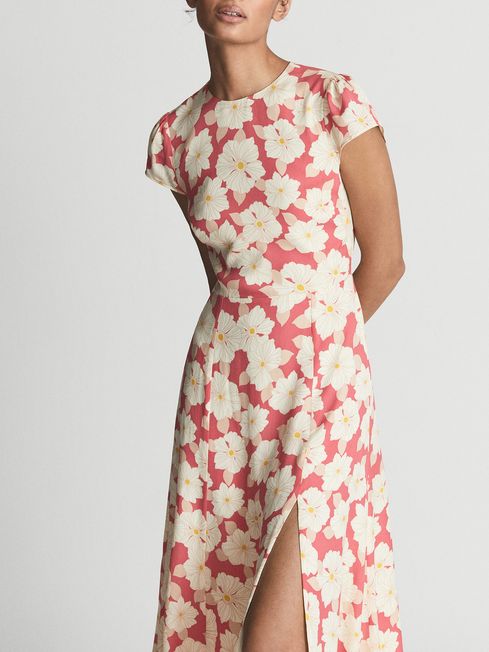Livia Printed Cut Out Back Midi Dress