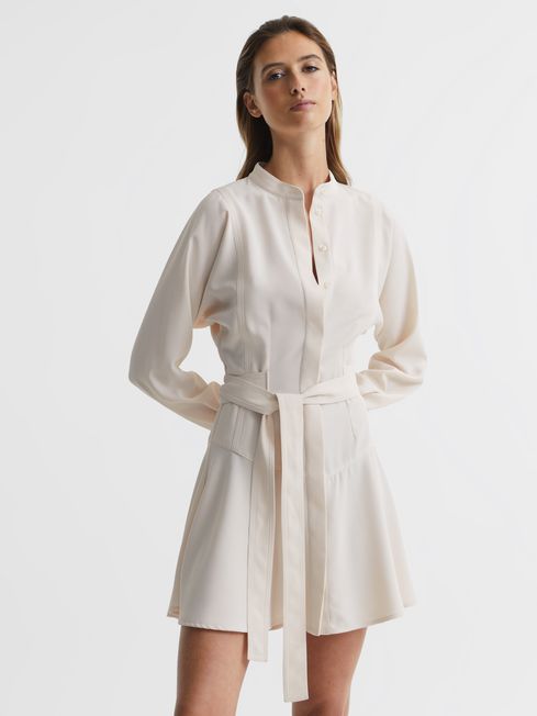 Leia Button Through Belted Mini Dress