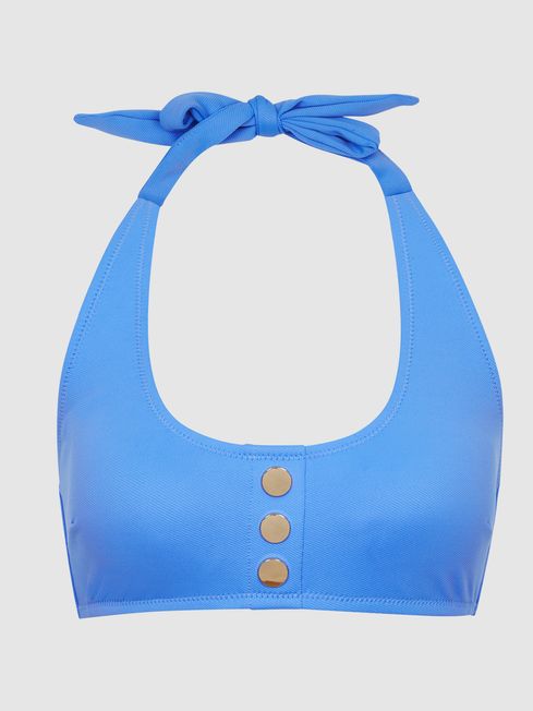 Iris Halter Bikini Top With Button Detail