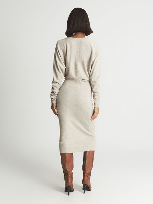 Jenna Cashmere Blend Ruched Sleeve Dress