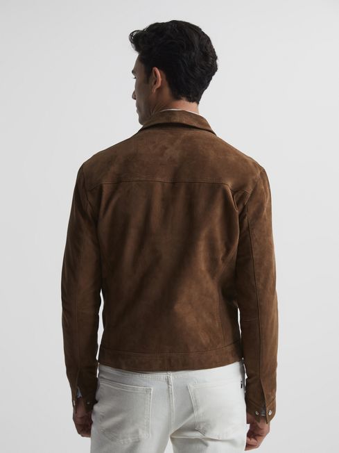 Pike Suede Zip Through Trucker Jacket