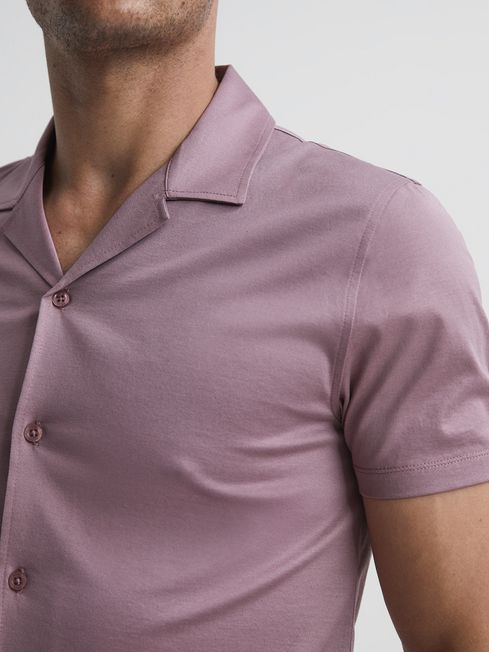 Caspa Mercerised Jersey Cuban Collar Shirt