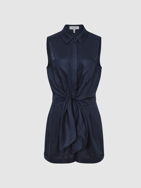 Ema Sleeveless Linen Playsuit