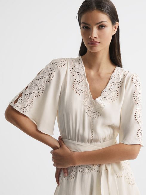 Rhea Broderie Sleeve Floppy Mini Dress