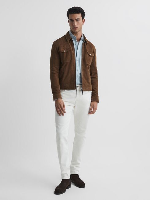 Pike Suede Zip Through Trucker Jacket