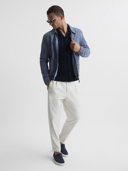 Caspa Mercerised Jersey Cuban Collar Shirt