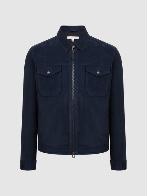 Pike Suede Zip Through Trucker Jacket