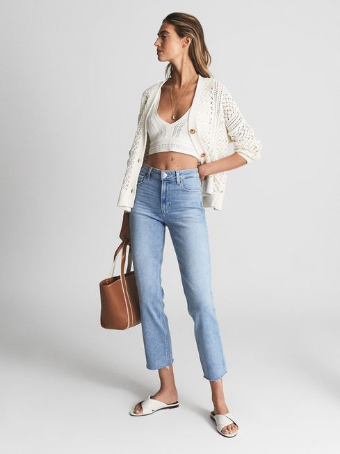 Cindy Paige Straight Leg Raw Hem Jeans