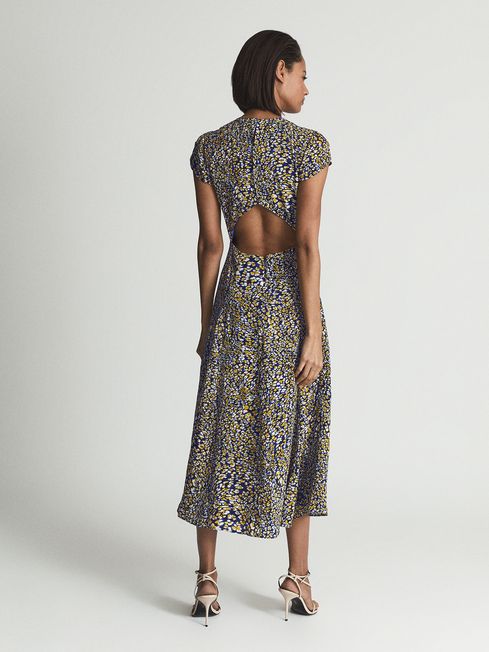 Livia Printed Cut Out Back Midi Dress