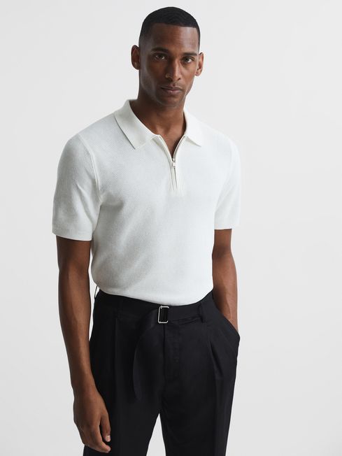 Otis Half Zip Stitch Interest Polo T-Shirt