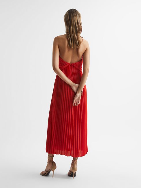Roya Halter Neck Pleat Midi Dress
