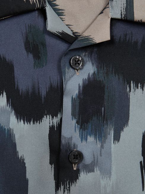Fangio Floral Print Cuban Collar Shirt