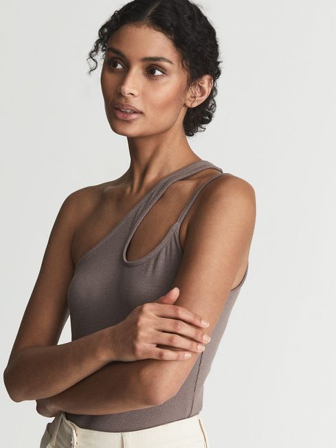 Amber One Shoulder Cut-Out Jersey Top