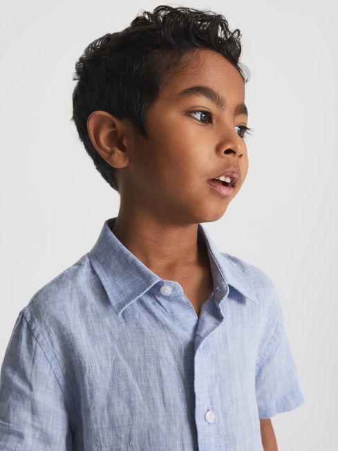 Holiday Junior Short Sleeve Linen Shirt